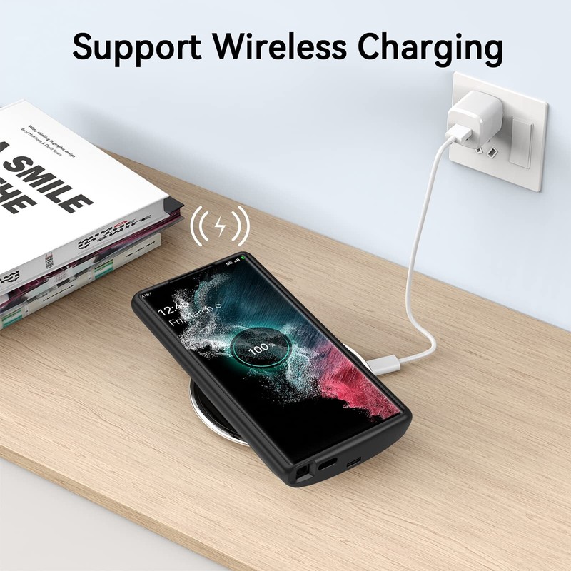 NEWDERY Battery Case For Galaxy S22 Ultra Wireless Charging Power Bank Cover gallery