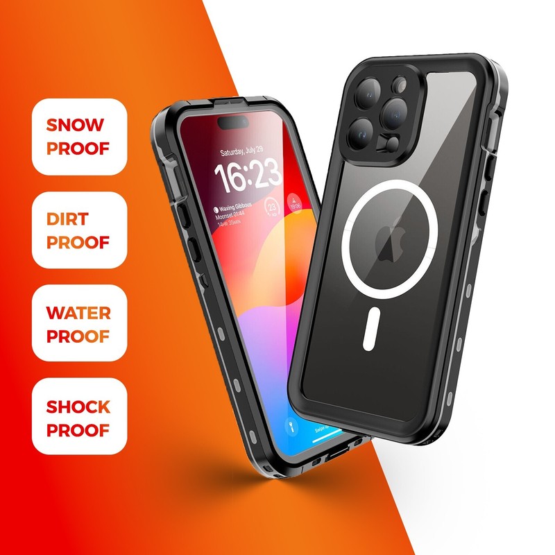 Shockproof Waterproof MagSafe Clear Case For iPhone 14 Pro W. Screen Protector