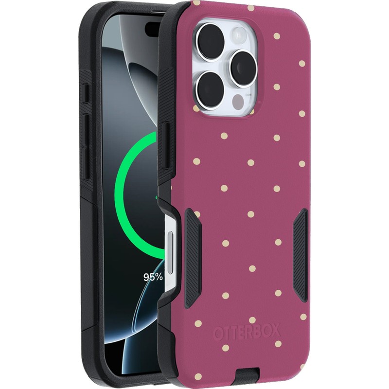 OtterBox iPhone 16 Pro (Only) Commuter Case – Built-In MagSafe -Muave Polka Dots