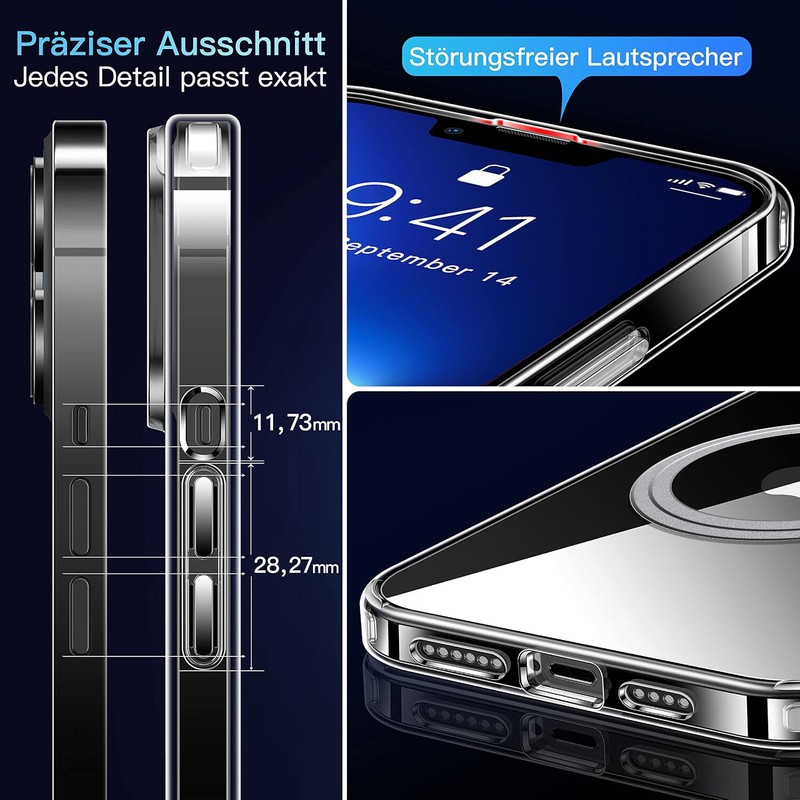 For iPhone 16/15/14/13 Pro Max Case Clear Compatible with Magnetic Non-yellowing gallery