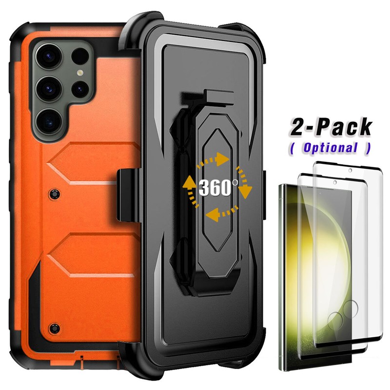 For Samsung Galaxy S23/S23+/S23 Ultra Case Rugged Belt Clip Cover Tempered Glass