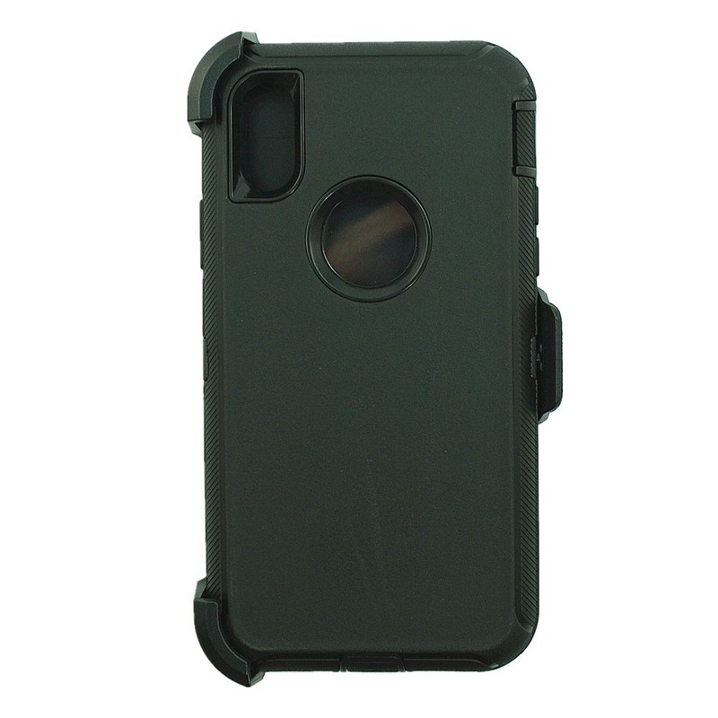 For Apple iPhone X/Xs Defender Rugged Case Cover (Clip Fits Otterbox) Black