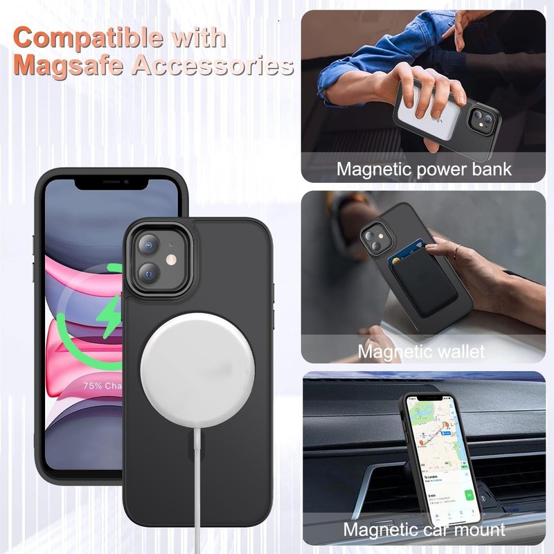 for iPhone 12 Case, 12 Pro with 1 Screen Protector, Matte Black gallery