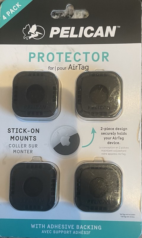 Pelican Protector for AirTag with Adhesive Backing, 4 Pack, BRAND NEW, Multiple