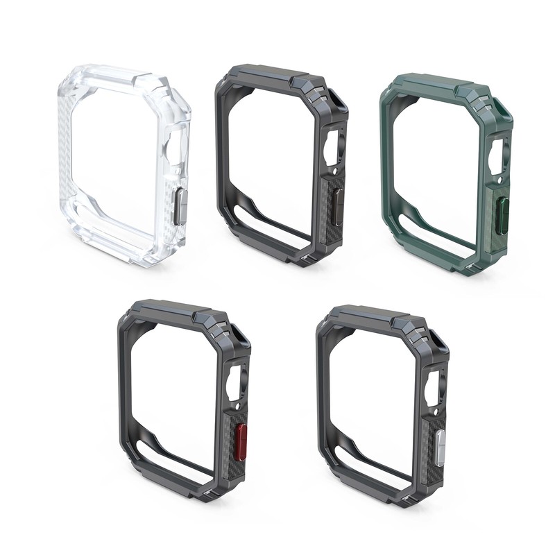 For Apple Watch Series 10 42/46mm Rugged Carbon Fiber Pattern Watch Bumper Case gallery