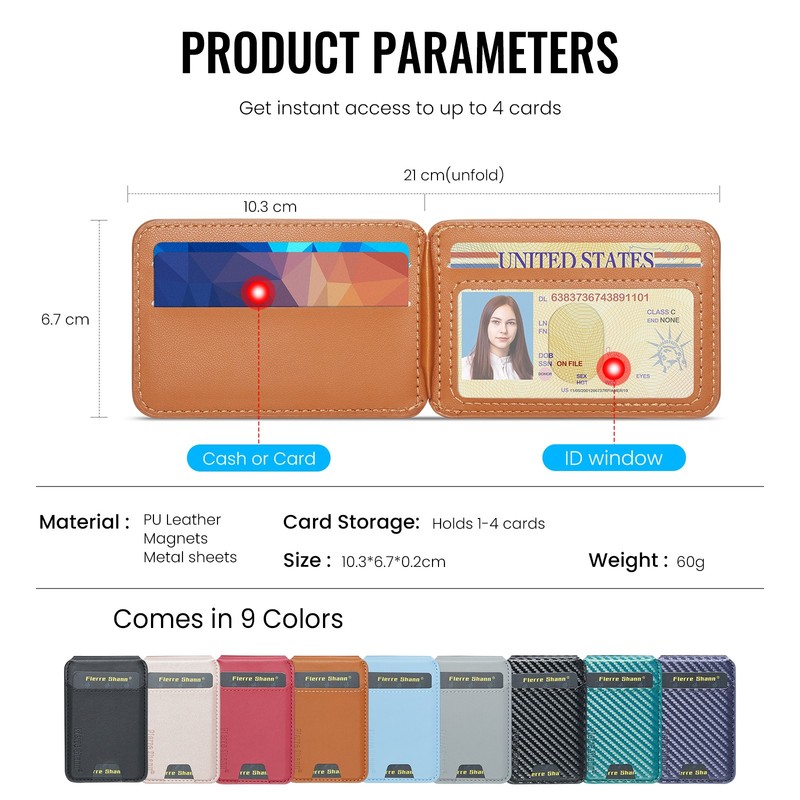 Universal Magnetic Phone Wallet, Stick-On RFID Block Card Holder Kickstand Pouch gallery