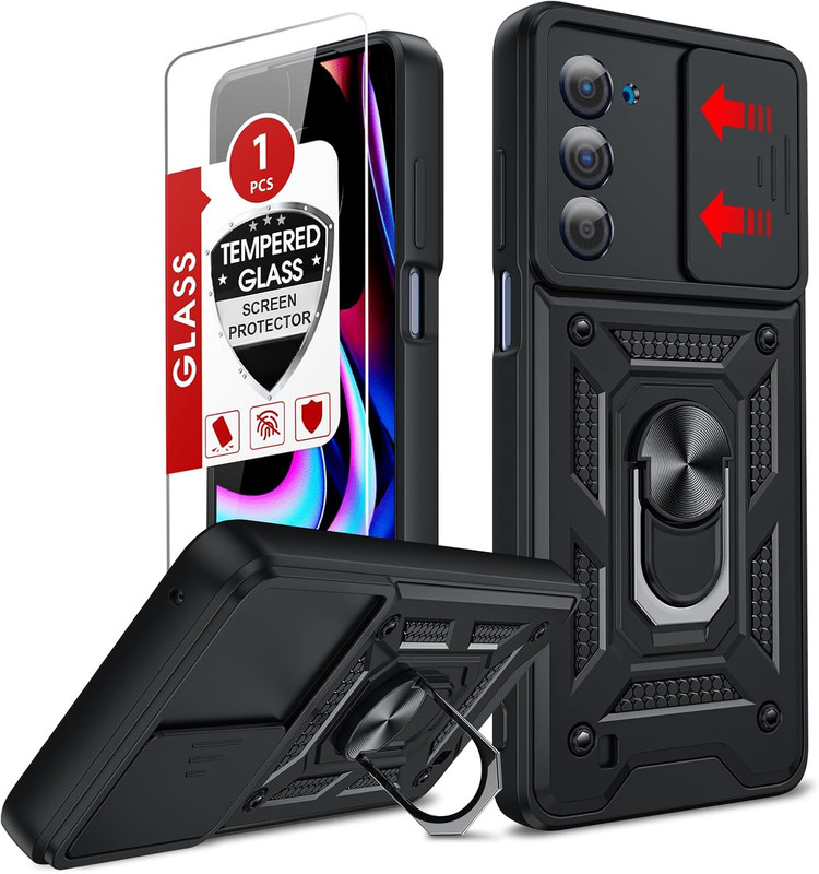 Leyi for Motorola Edge-5G UW 2021 Case: Motorola Edge 2021 Case with Slide Camer