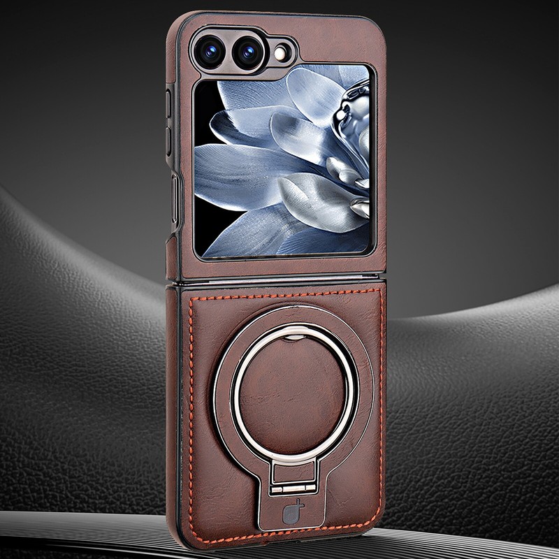 For Samsung Z Flip 7 6 5 4 3 Luxury Leather Magnetic Ring Stand Shockproof Case gallery