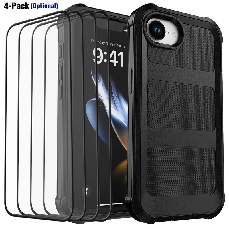 For iPhone 16e Case Dual Layer Heavy Duty Rugged Phone Cover / Screen Protector