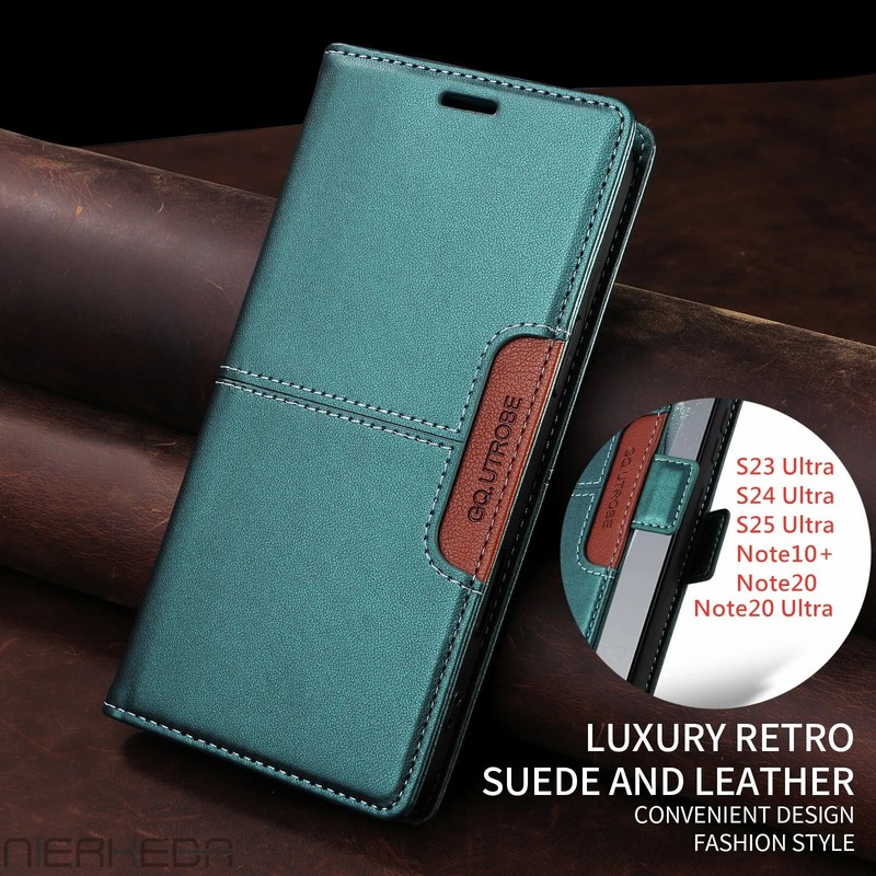 Flip Leather Wallet Case for Samsung S25 S24 S23 FE S22 S21 Note 20 Ultra 5GCase