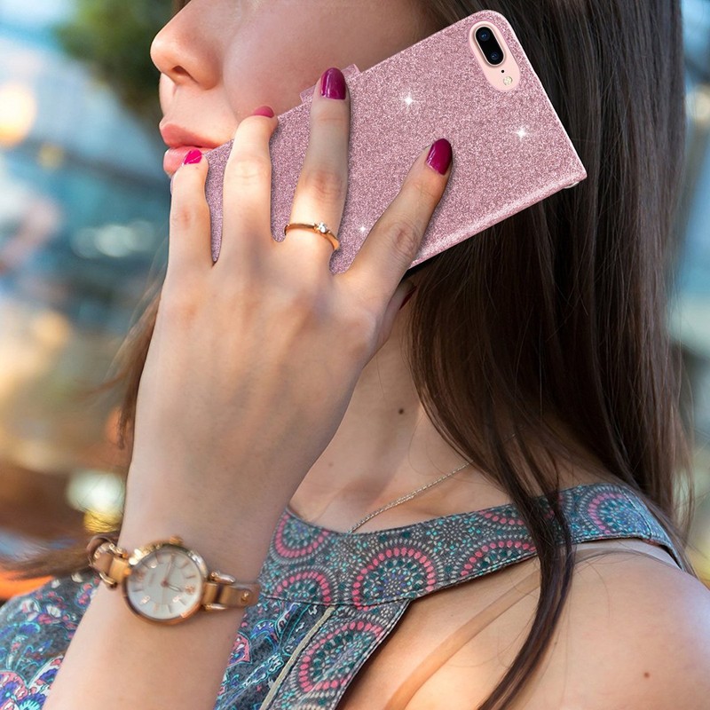 iPhone 7 8 Plus Wallet Case, Bling PU Leather Flip Wallet Case with 3 Card Slots gallery