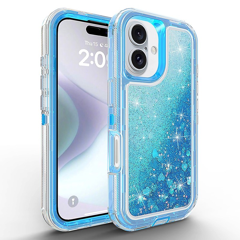 For Apple iPhone 17 ONLY Shockproof Defender Bling Quicksand Glitter Case Cover