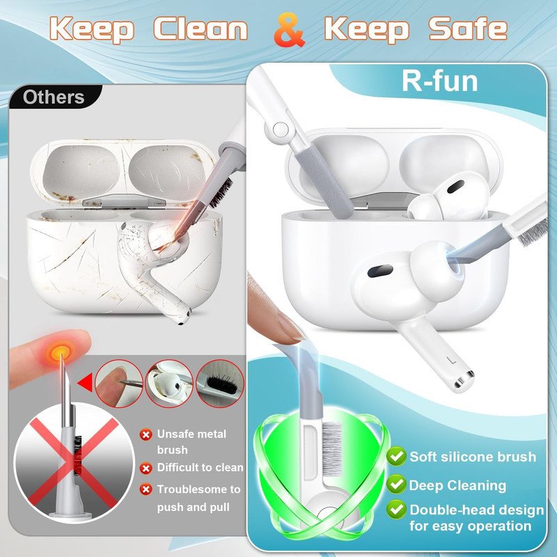 for Airpods Pro 2 Case, Soft Silicone Protective Cover with Keychain and Cleanin gallery