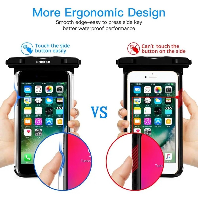 FONKEN Waterproof Phone Case Full View Transparent Dry Bag Pouch for Swimming gallery