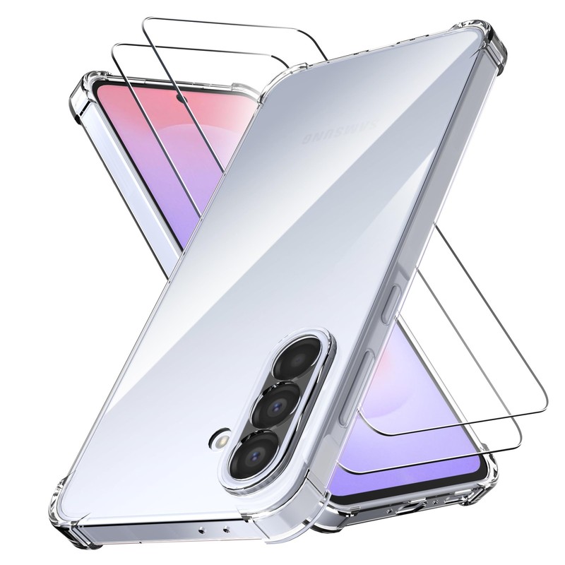 Samsung Galaxy A37 5G 2026 Clear Case & 2 Pack Tempered Glass Screen Protector