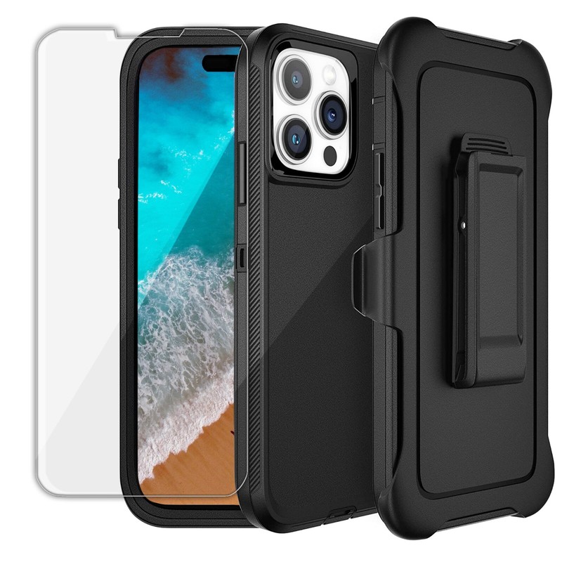 For iPhone 11 12 13 14 Plus Pro Max Shockproof Defender Case+Belt Clip & Screen