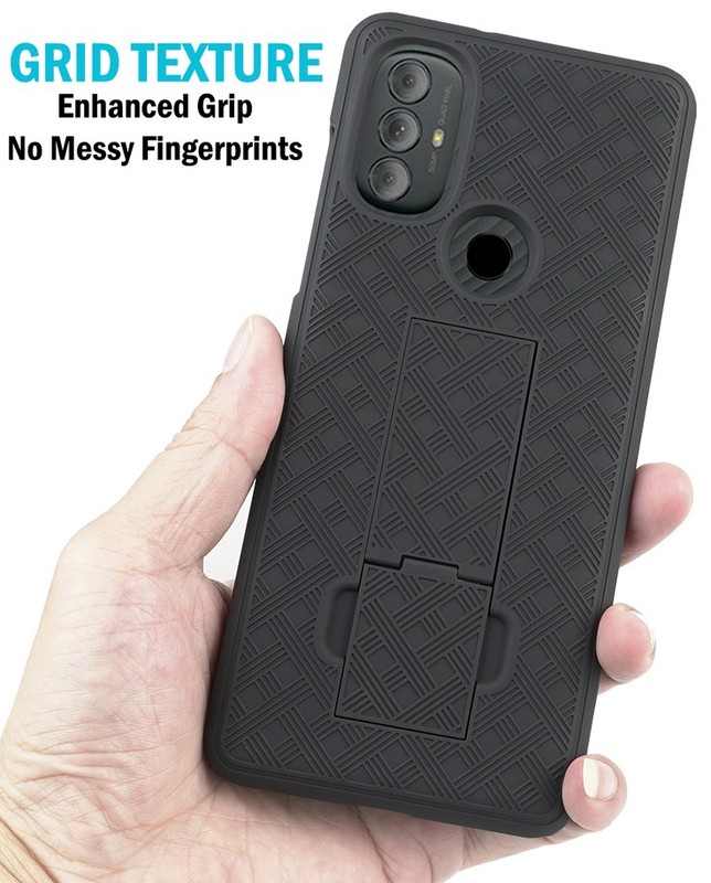 Black Hard Case Cover Stand and Belt Clip Holster Combo for Moto G Power (2022) gallery