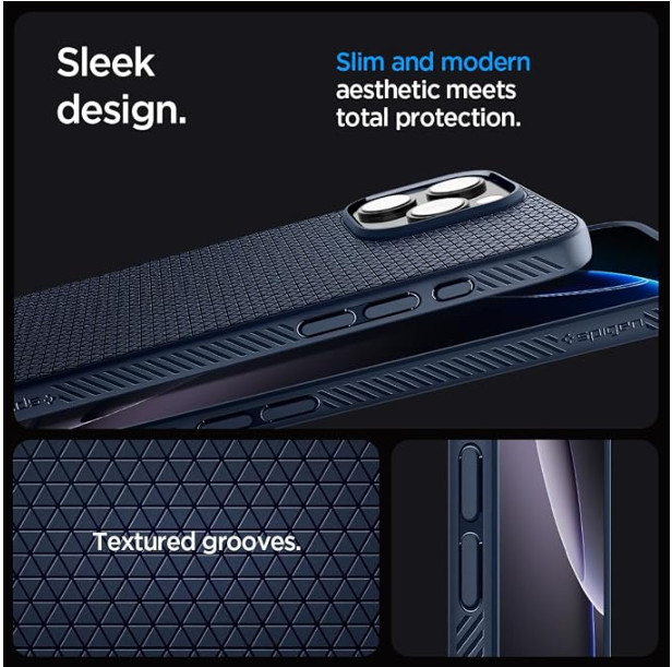 Spigen Liquid Air iPhone 16 Pro Case Navy Blue (Model ACS08118) Brand New gallery