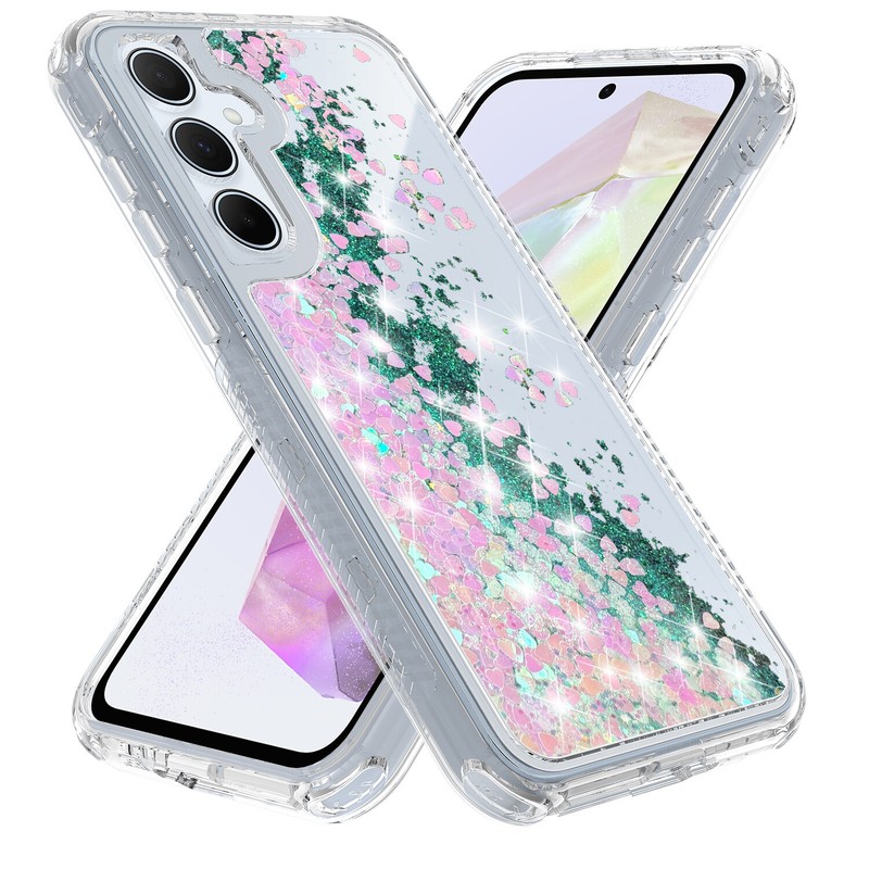 For Samsung Galaxy A15 3in1 Hybrid Colorful Designed Quicksand Glitter Case
