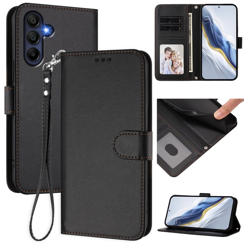 For Samsung Galaxy A17 5G A37 A57 A16 5G Flip PU Leather Wallet Case With Strap