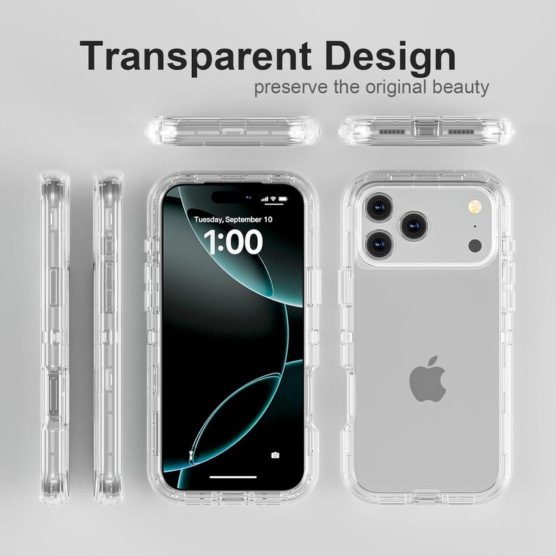 For iPhone 17 Air 17 Pro Max Shockproof Clear Case Tough Defender Cover gallery