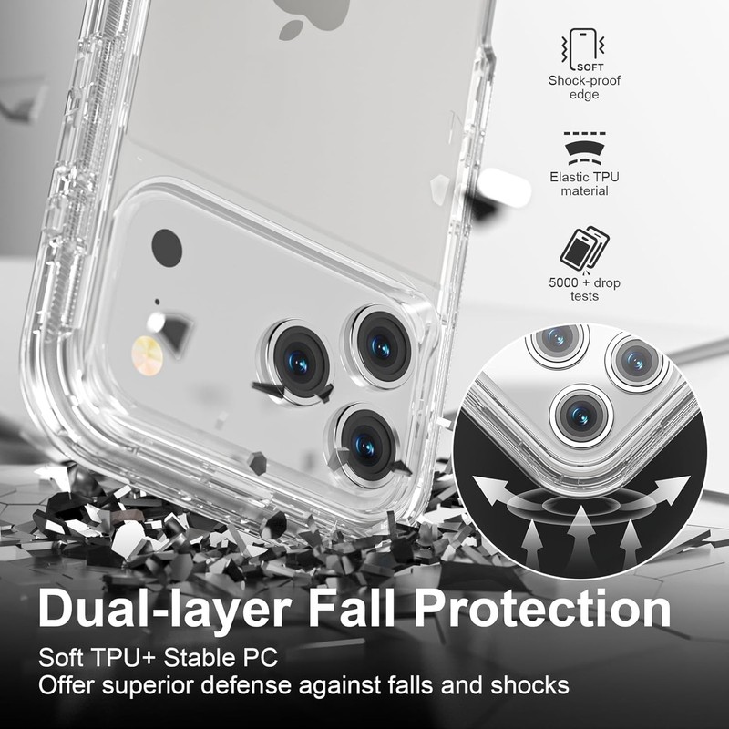 For iPhone 17 Air 17 Pro Max Shockproof Clear Case Tough Defender Cover gallery