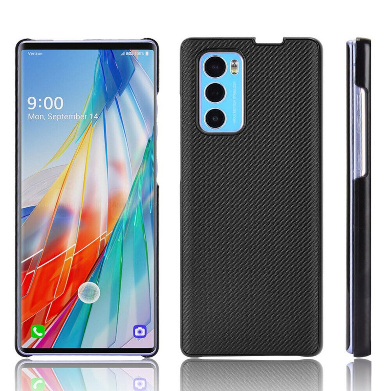 Hot For LG Wing 5G Lightweight Shockproof Hybrid Carbor Fiber Leather PC Case