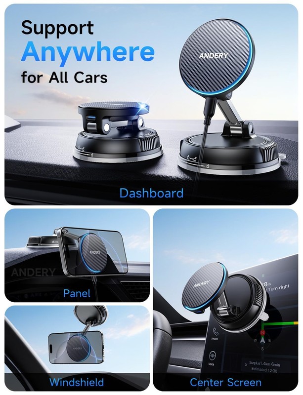 Only for iPhone Magsafe Car Mount Charger [15W Fast Wireless Charge, 78+LBS S... gallery