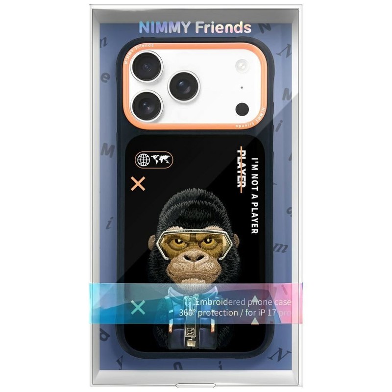 Nimmy Friends Cute 2.0 Gorilla Case MagSafe iPhone 17 Pro 6.3" Black Orange gallery