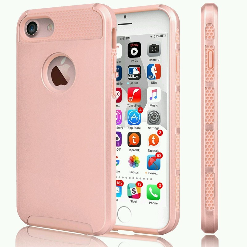 For iPhone 7 – Two-Layer hybrid soft/hard plastic Protective Case – pink