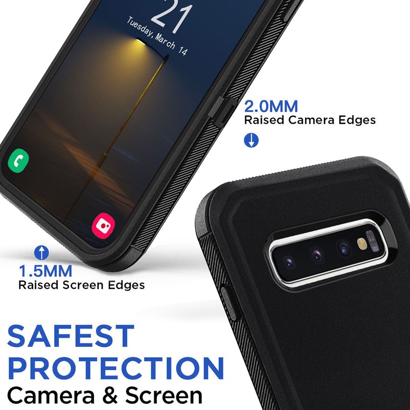 Black For Samsung Galaxy S10/S10 Plus/S10e Case Heavy Duty Rugged Hybrid Cover gallery