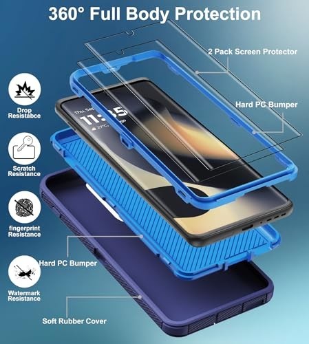 Heavy Duty Phone Case for Motorola Edge 2024, 3-in-1 Rugged Full Body Cover + 2 gallery