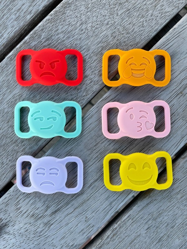 Custom Laser Engraved Emoji Airtag Case | Collar Air Tags | Air Tags gallery