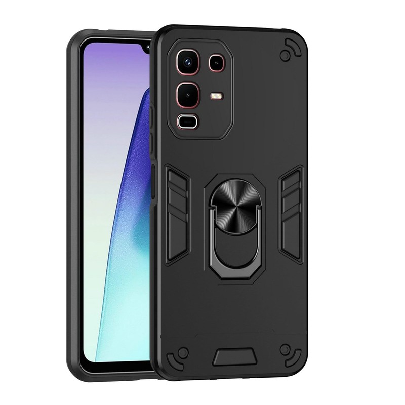 Infinix Note 50S 5G Case Hard PC TPU Magnetic Kickstand Anti Fall Protective Blk
