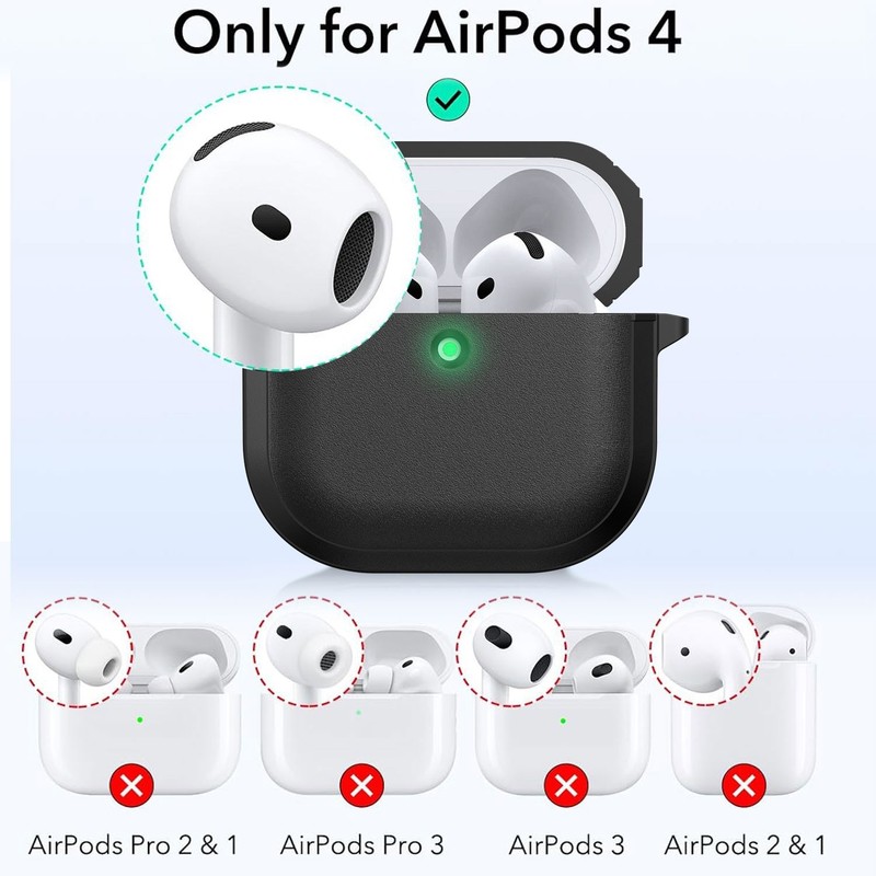 For AirPods 4 Case Rugged Shockproof Heavy Duty Hybrid Full Cover/Keychain Clip gallery