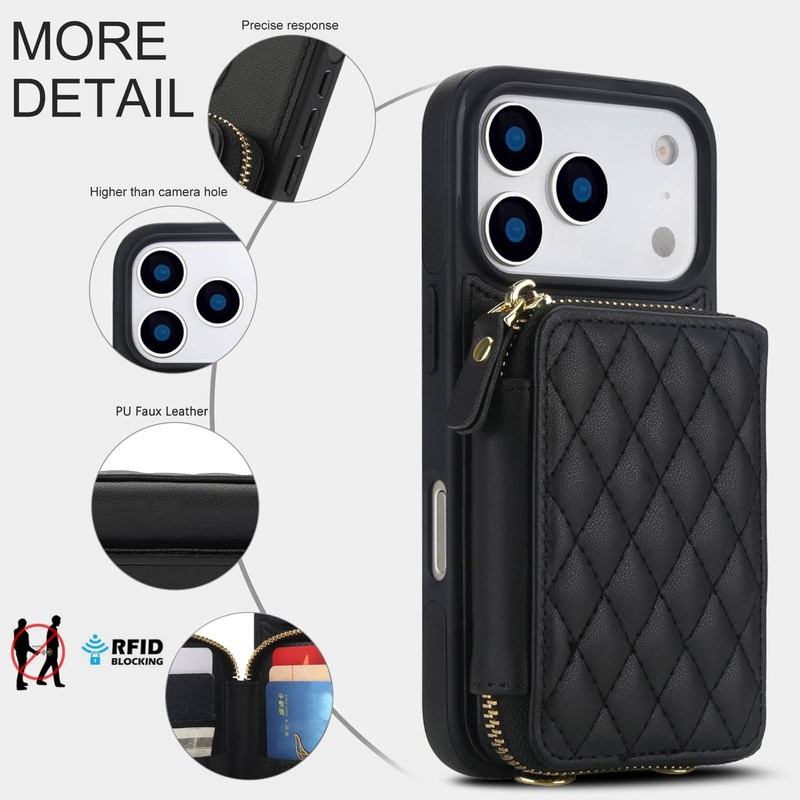 Crossbody Wallet Case for iPhone 17 Pro Max/Air/17 Pro/17 Zipper Handbag Purse gallery