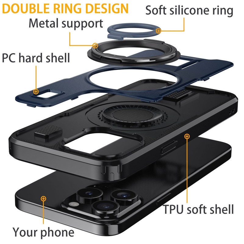 For iPhone 13 Pro Max/13 Pro/13 Rugged Hybrid Protect Case Cover,Ring Kickstand gallery