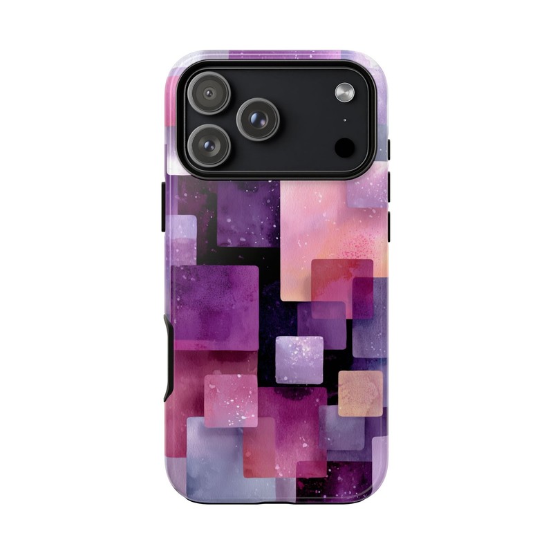 Phone Ink – iPhone / Galaxy / Pixel Case – Lilac Geometric Squares Pattern