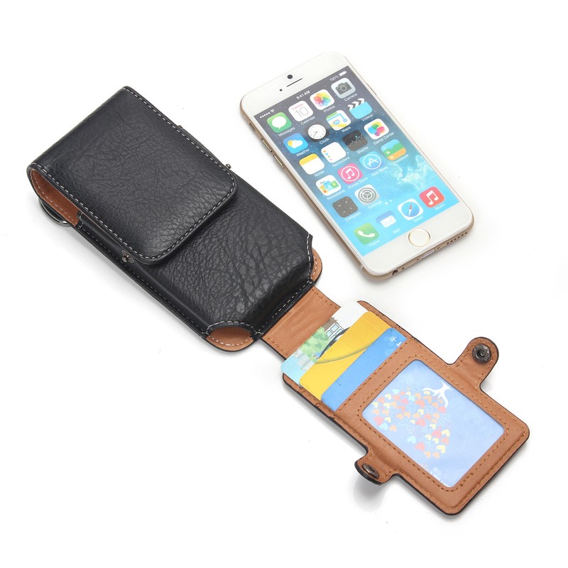 Men's Cell Phone Holster Waist Bag Belt Loop Wallet Case Card Slot PU Leather gallery
