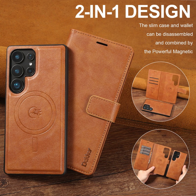 Magnetic Detachable Folio Kickstand Wallet Case For Samsung Galaxy S25 Ultra/S25 gallery