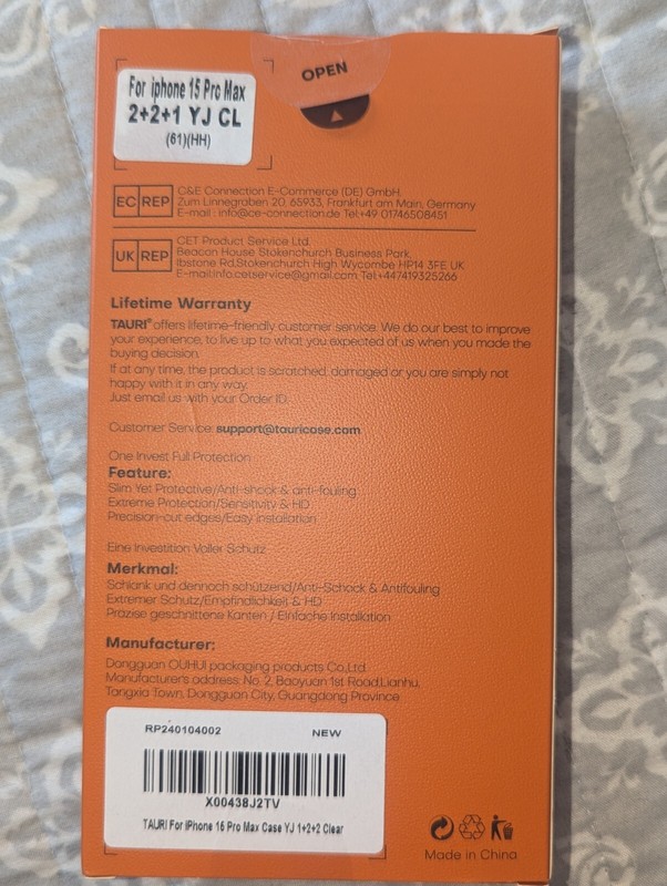 TAURI iPhone 15 Pro Max Phone Case 5 In 1 Screen/Camera Protectors Clear gallery