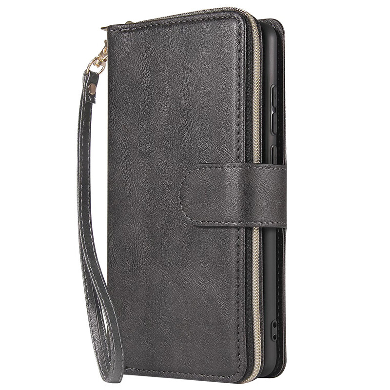 For Ulefone Note 14 Wallet Case 9 Card Zipper Slots Kickstand Flip Leather Case