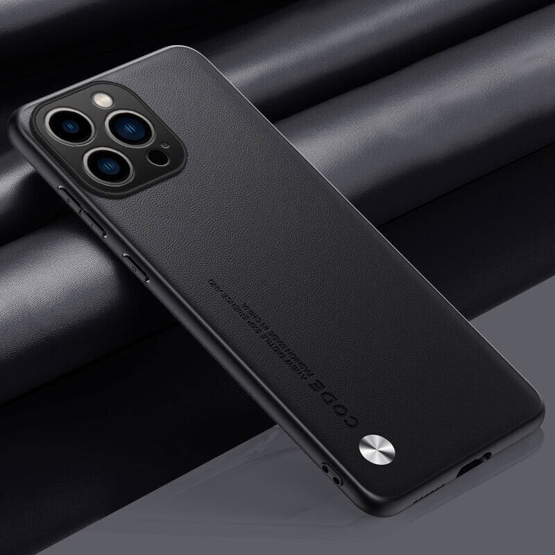 Luxury Hard PC PU Leather Slim Phone Case For iPhone 16e 16 Pro Max 15 14 13Mini