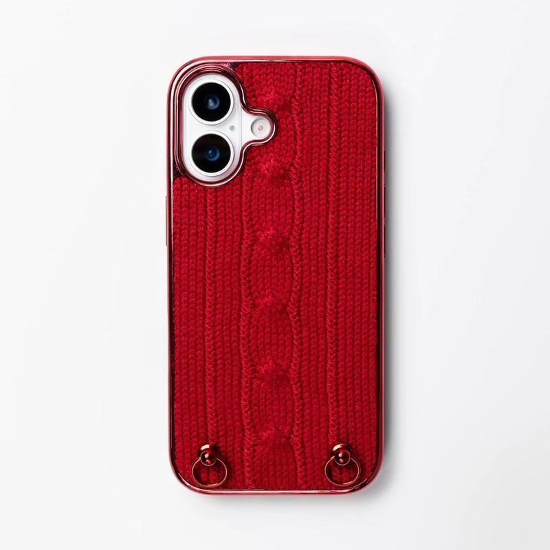 GEMS; Hello Lux Hello Lux iPhone 17 Phone Case – Red Metallic Knit Sweater