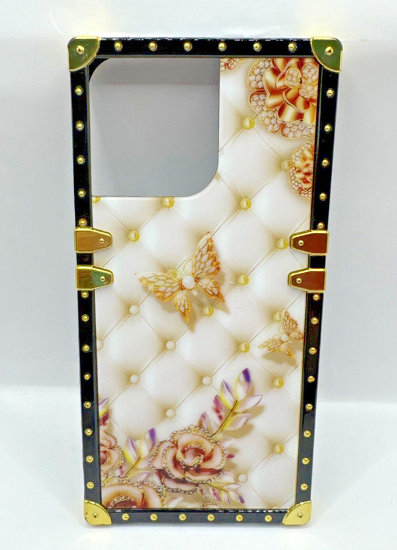 Changjia for iPhone 15 Pro Max Square Silicone Case (Pink Butterfly Rose / Gold)