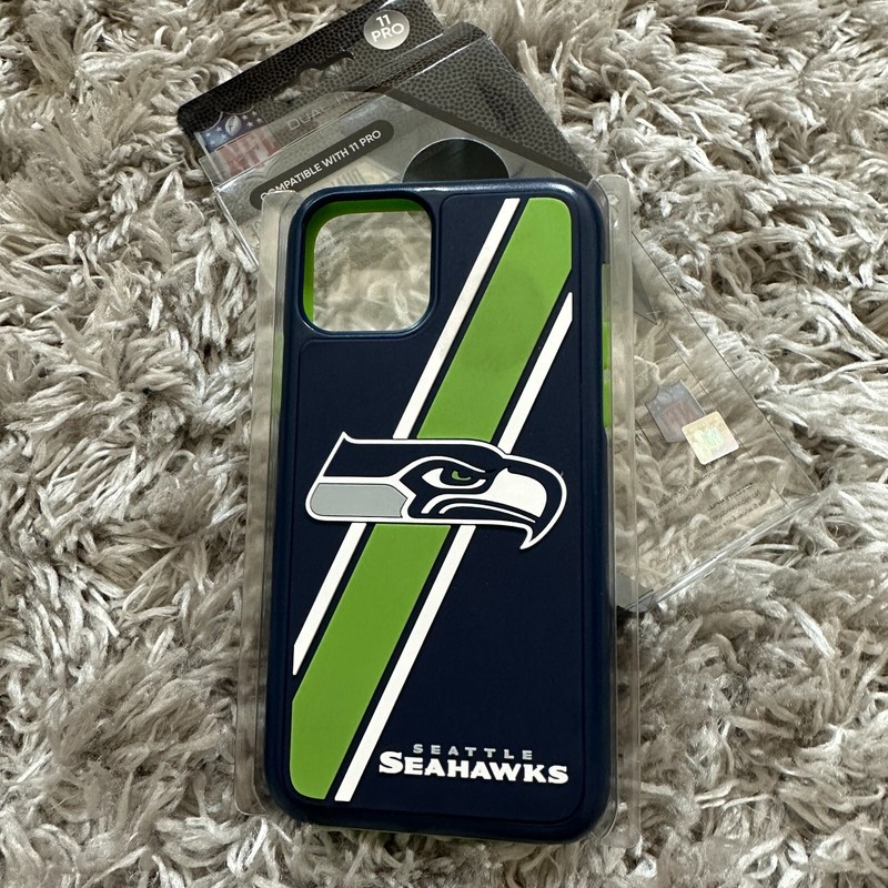 For iPhone 11 Pro (5.8″) Hard Hybrid Armor Football Case Cover Seattle Seahawks