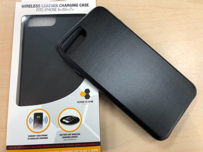 QI Wireless Leather Charging Receiver Case for iPhone 6+ / 6S+ / 7+ Plus - Black
