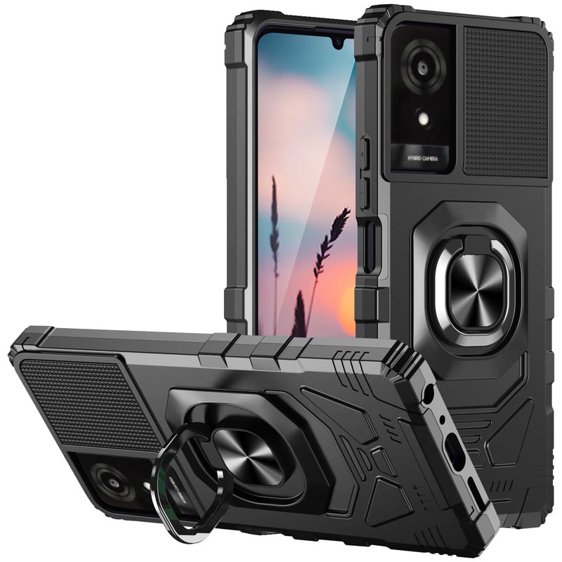 For TCL 50 LE Phone Case Metal Ring Magnetic Support Kickstand Cover