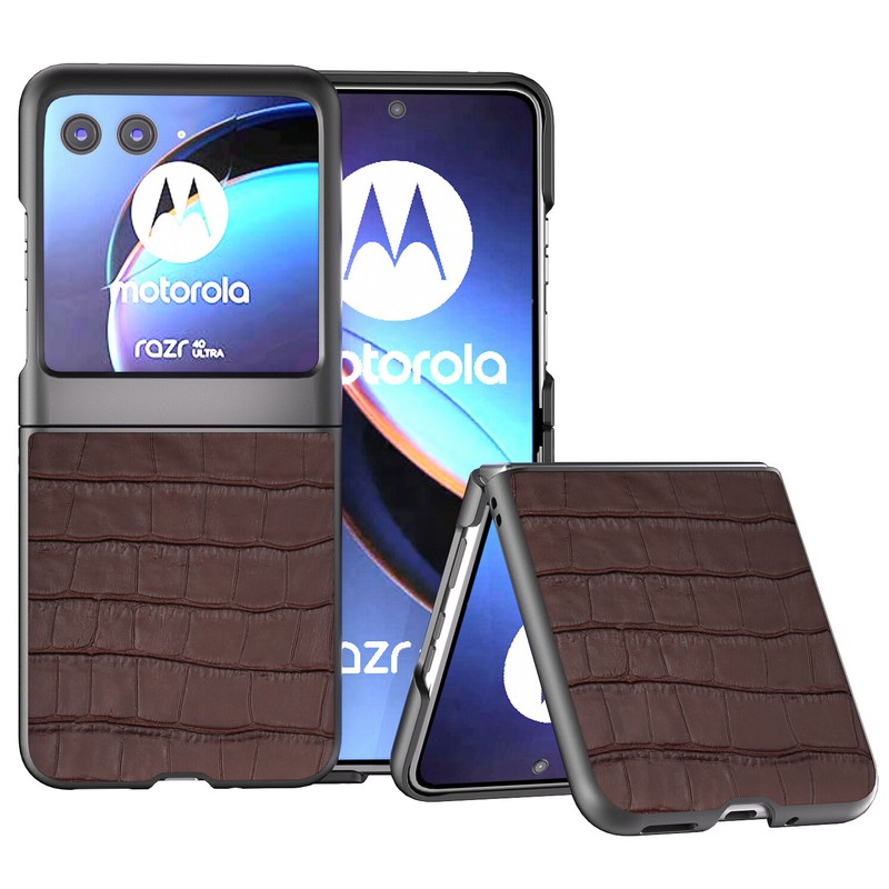 For Motorola Razr+ Plus (2023) Crocodile Leather Hard Case + Screen Protector gallery