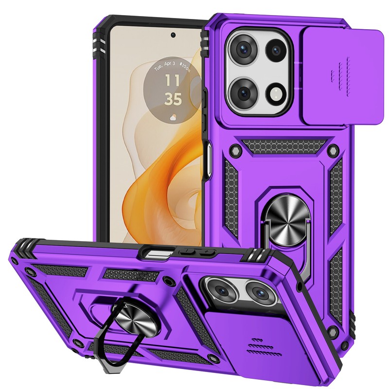 For Motorola Moto G 5G/Power 5G 2025 Shockproof Ring Stand Armor Case Lens Cover